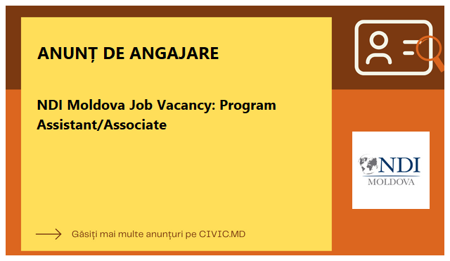 NDI Moldova Job Vacancy: Program Assistant/Associate