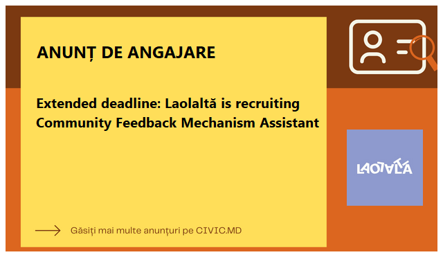 Extended deadline: Laolaltă is recruiting Community Feedback Mechanism Assistant