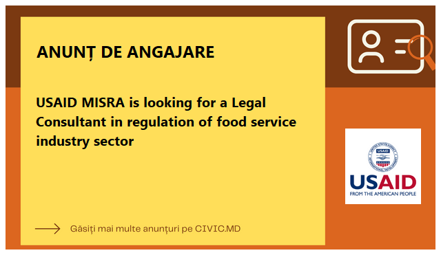 USAID MISRA is looking for a Legal Consultant in regulation of food service industry sector