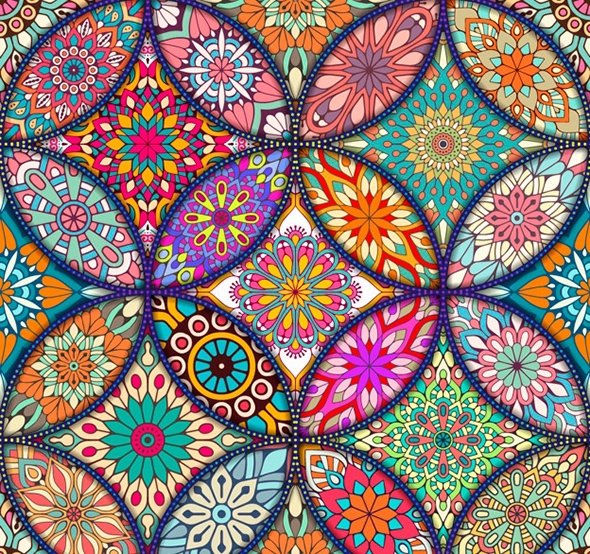 002811 Colorful background with different mandalas Vector Free Download